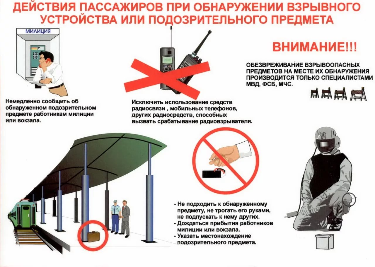Действия пассажиров при обнаружении ВУ