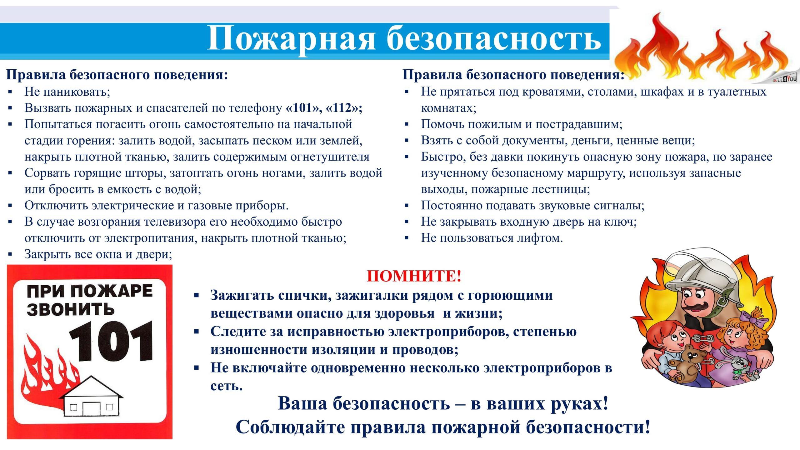 Пожарная безопасность - памятка для родителей и детей